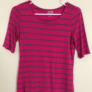 Pink and Grey Striped Dress Shirt